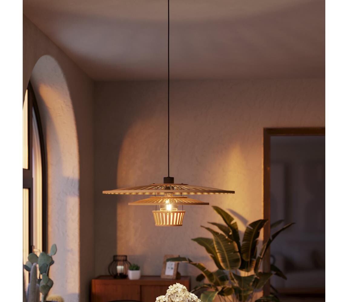 Eglo 44012 - Lustr na lanku LYDNEY 1xE27/40W/230V bambus 44012