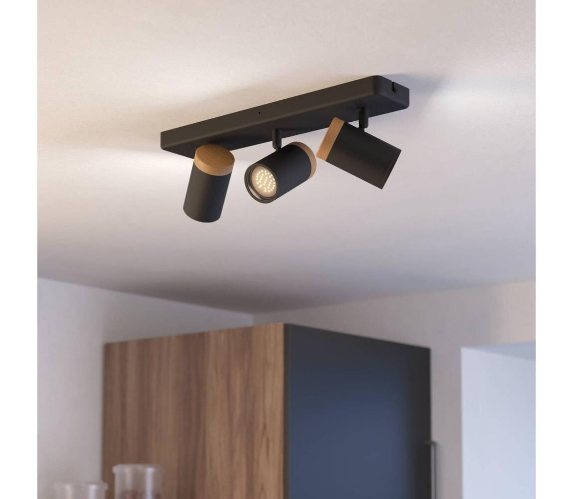 Eglo 300002 - Koup. bod. svítidlo CONSUMA 3xGU10/3W/230V IP44 černá/béžová 300002