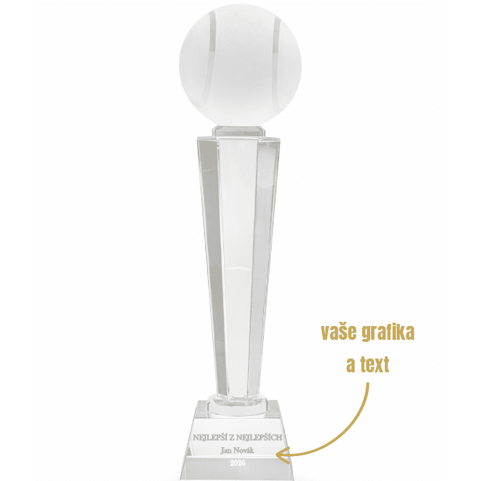 Dekorant Skleněná basketbalová trofej na podstavci s gravírováním 1KS