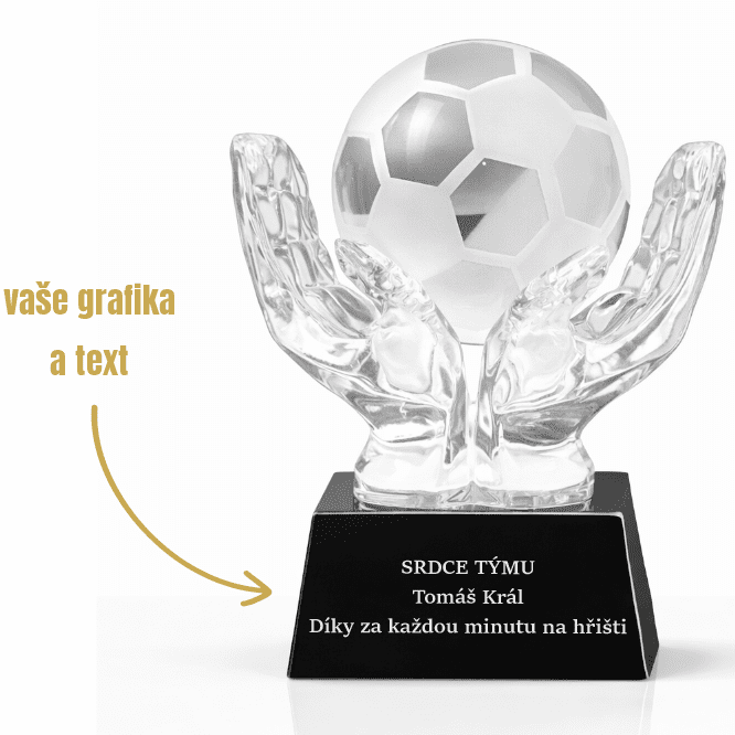 Dekorant Skleněná fotbalová trofej na podstavci s gravírováním 1KS