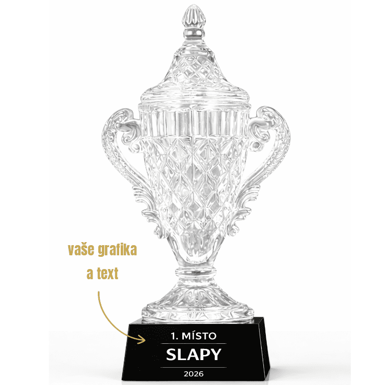 Dekorant Skleněná trofej na podstavci pro vítěze 31x18,5 cm 1KS