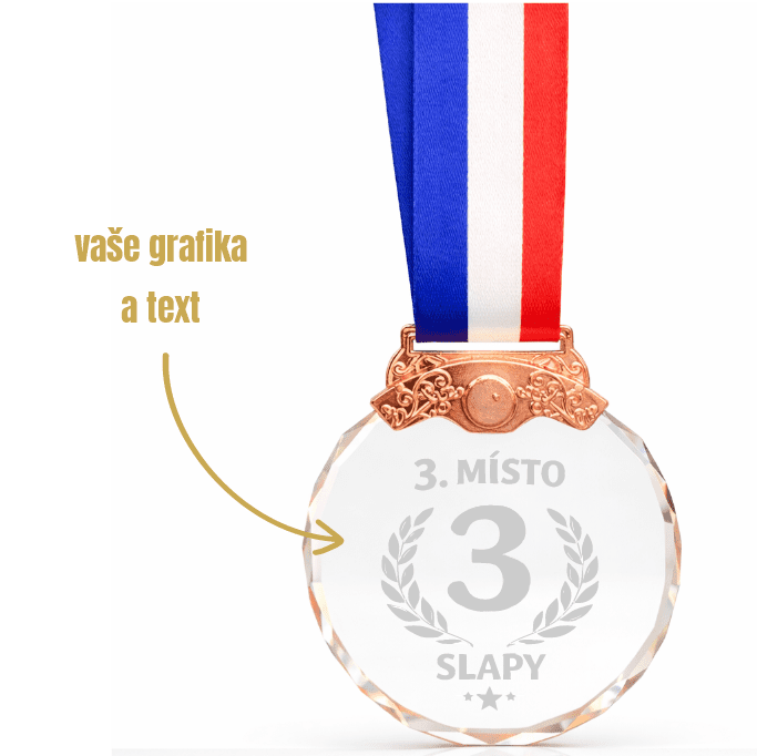 Dekorant Bronzová skleněná medaile s pískováním vlatního textu nebo motivu 1KS