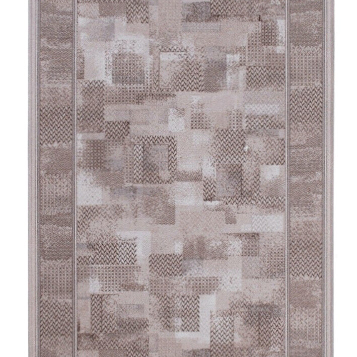 AKCE: 200x100 cm Protiskluzový běhoun na míru Tribe 37 Khaki - obšitý ze všech stran, hnědá, chodba / předsíň, Associated Weavers