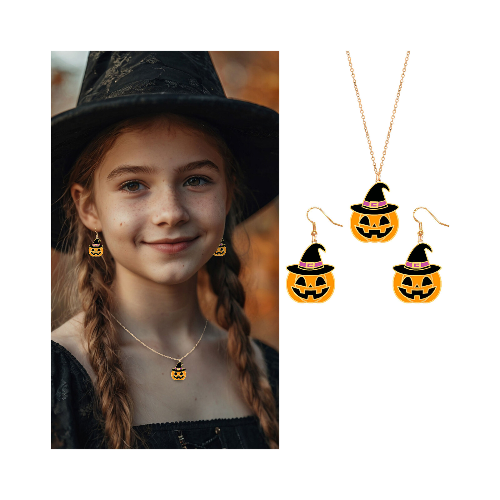 Naušnice a náhrdelník Halloween Dýně Albi