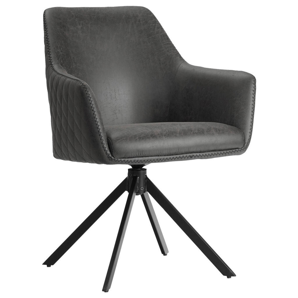 Ambia Home ŽIDLE S PODRUČKAMI, železo, mikrovlákno, antracitová, černá