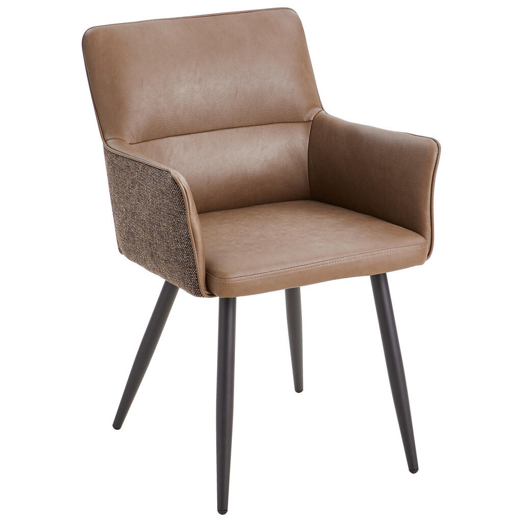 Livetastic ŽIDLE S PODRUČKAMI, železo, vzhled kůže, tkaná látka, hnědá, šedá