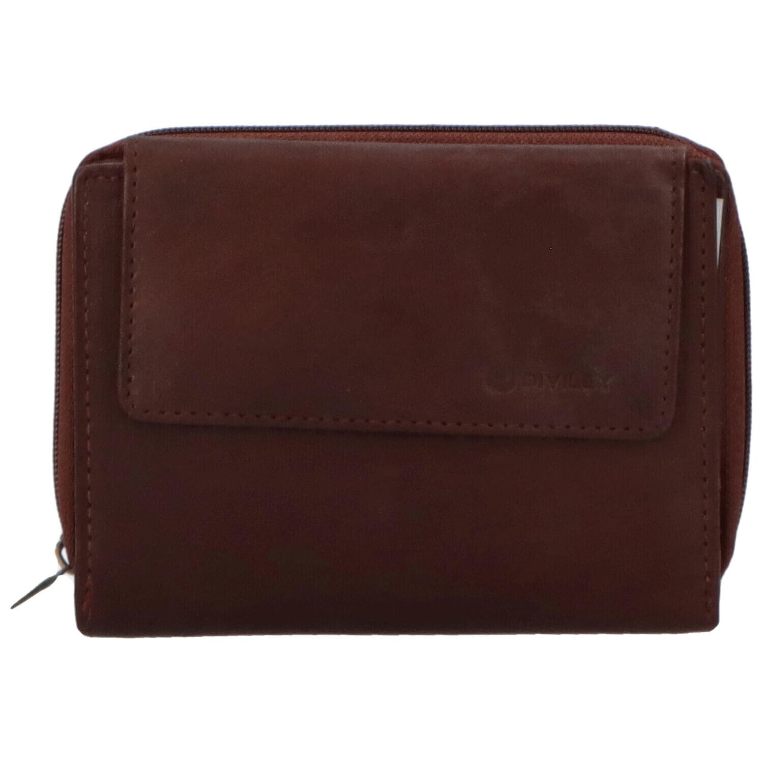 Dámská rozkládací kožená peněženka hnědá - Diviley M4200 hnědá