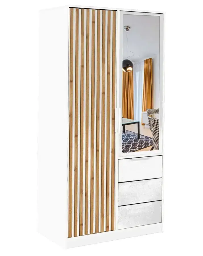 Casarredo Šatní skříň BASILIO LUX 100 - bílá/dub wotan