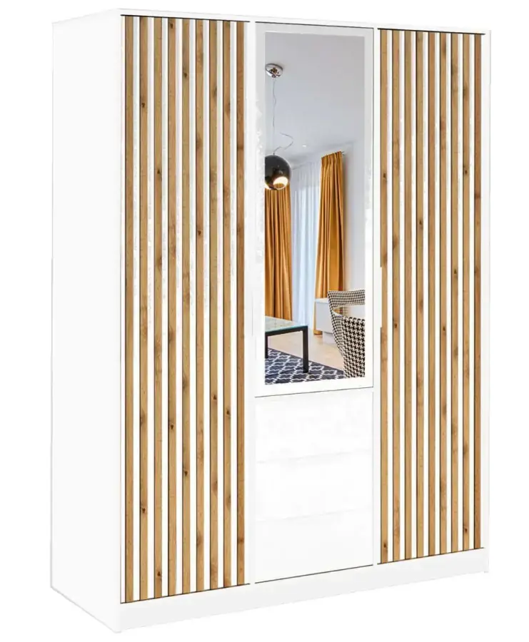 Casarredo Šatní skříň BASILIO LUX 147 - bílá/dub wotan