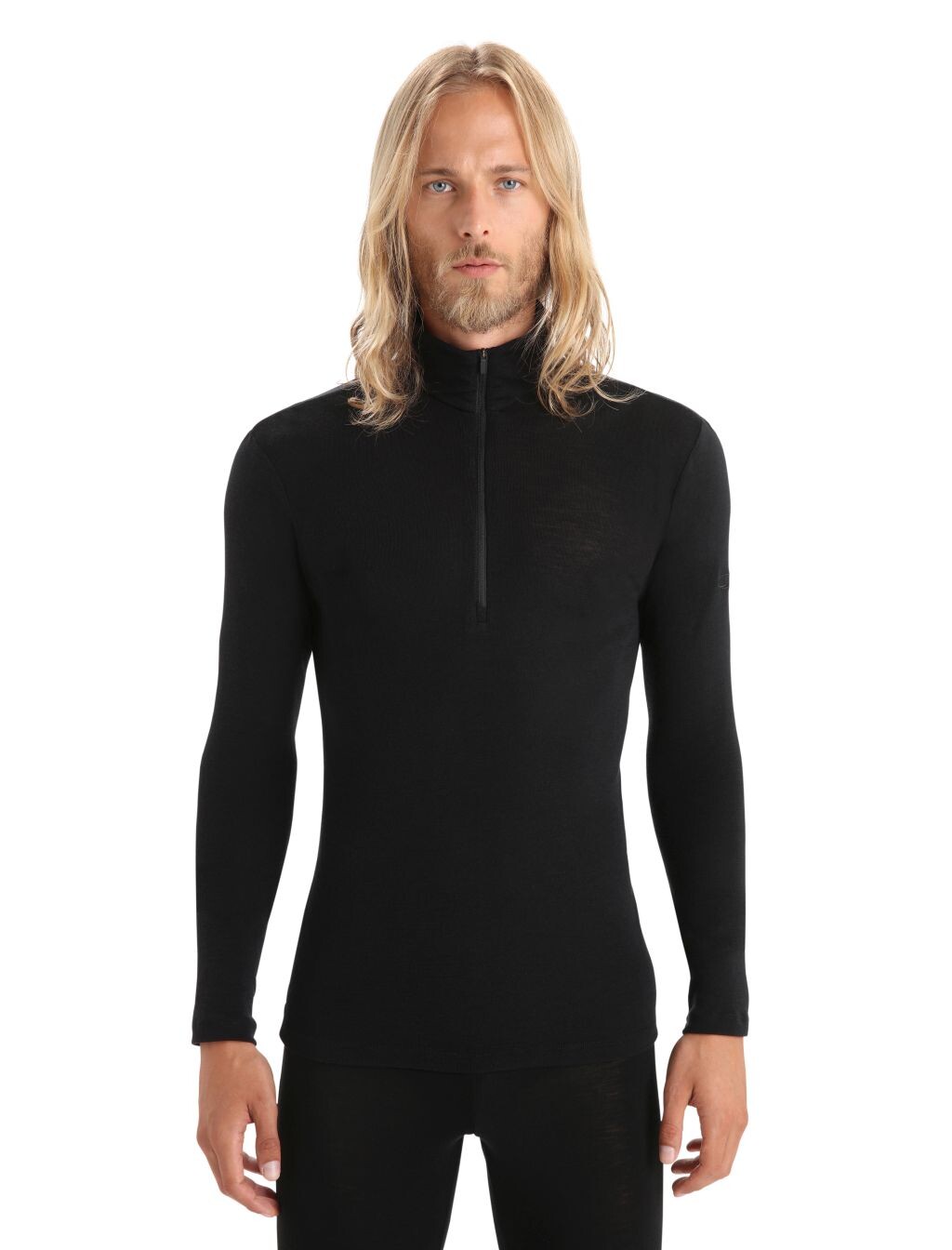 Pánské merino tričko s dlouhým rukávem ICEBREAKER Mens 175 Everyday LS Half Zip, Black velikost: L