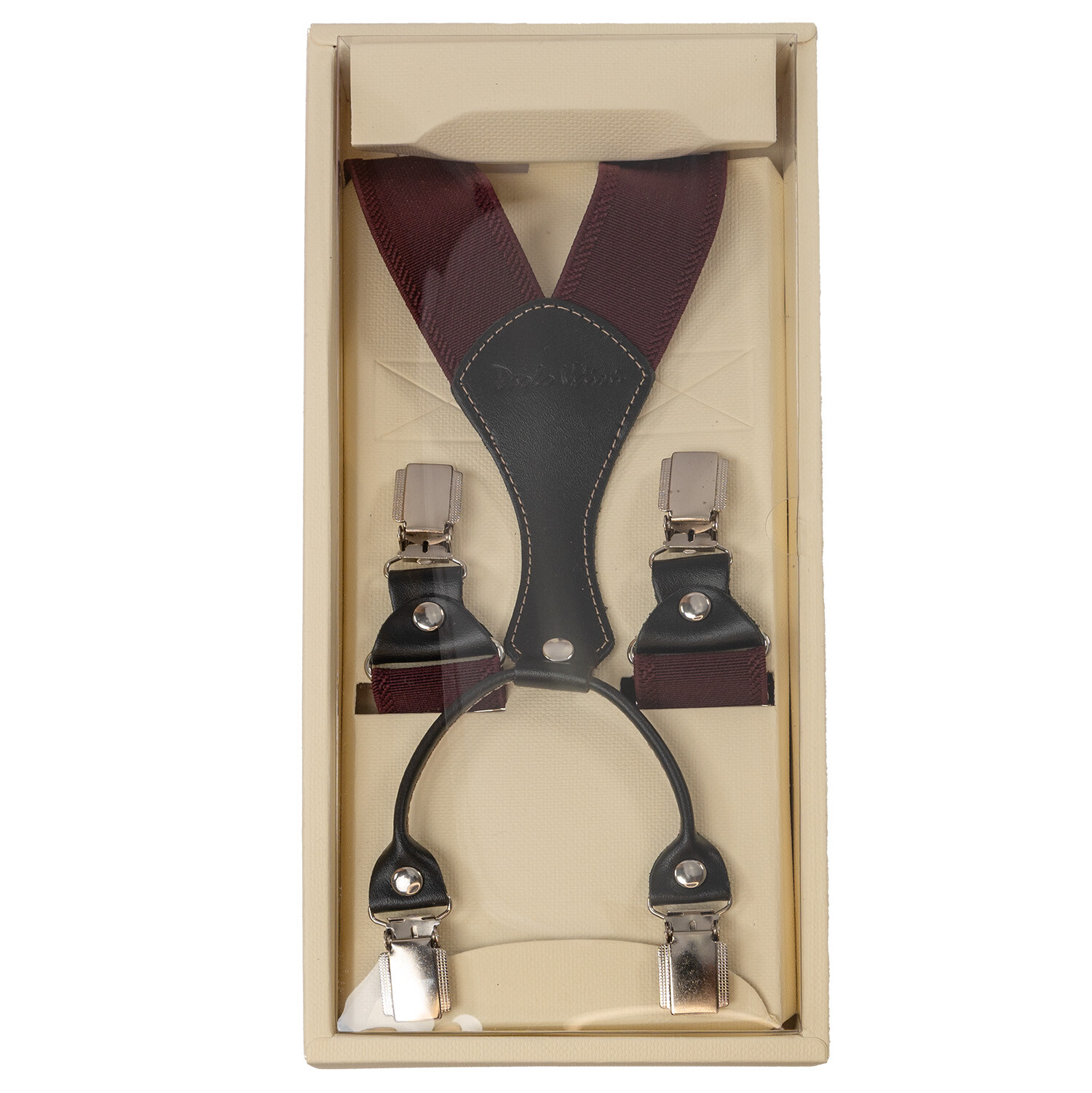 Paolo Udini pánské šle bordó v dárkové krabičce - šířka 3,5 cm