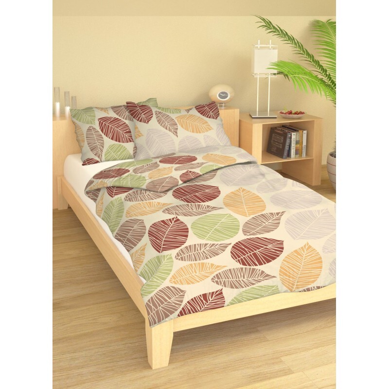 Polášek Povlečení Listy béžové krep 140x200 / 70x90, 140x200 / 70x90 cm