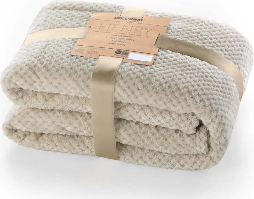 Světle hnědá deka z mikrovlákna DecoKing Henry, 220 x 240 cm