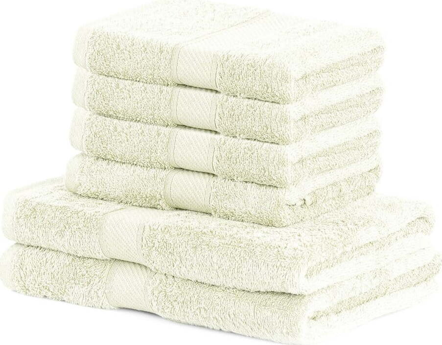 Set 2 světle béžových osušek a 4 ručníků DecoKing Bamby Ecru