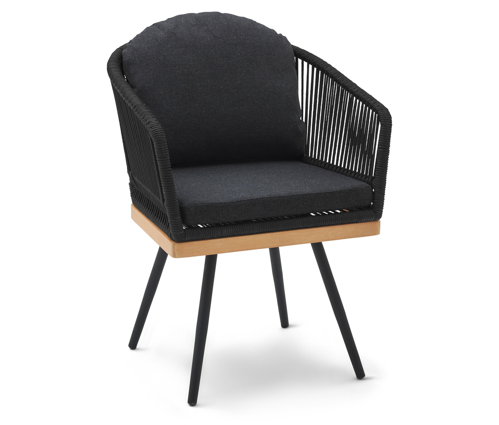 Tchibo - Otočná zahradní židle s textilním výpletem - barva: černá