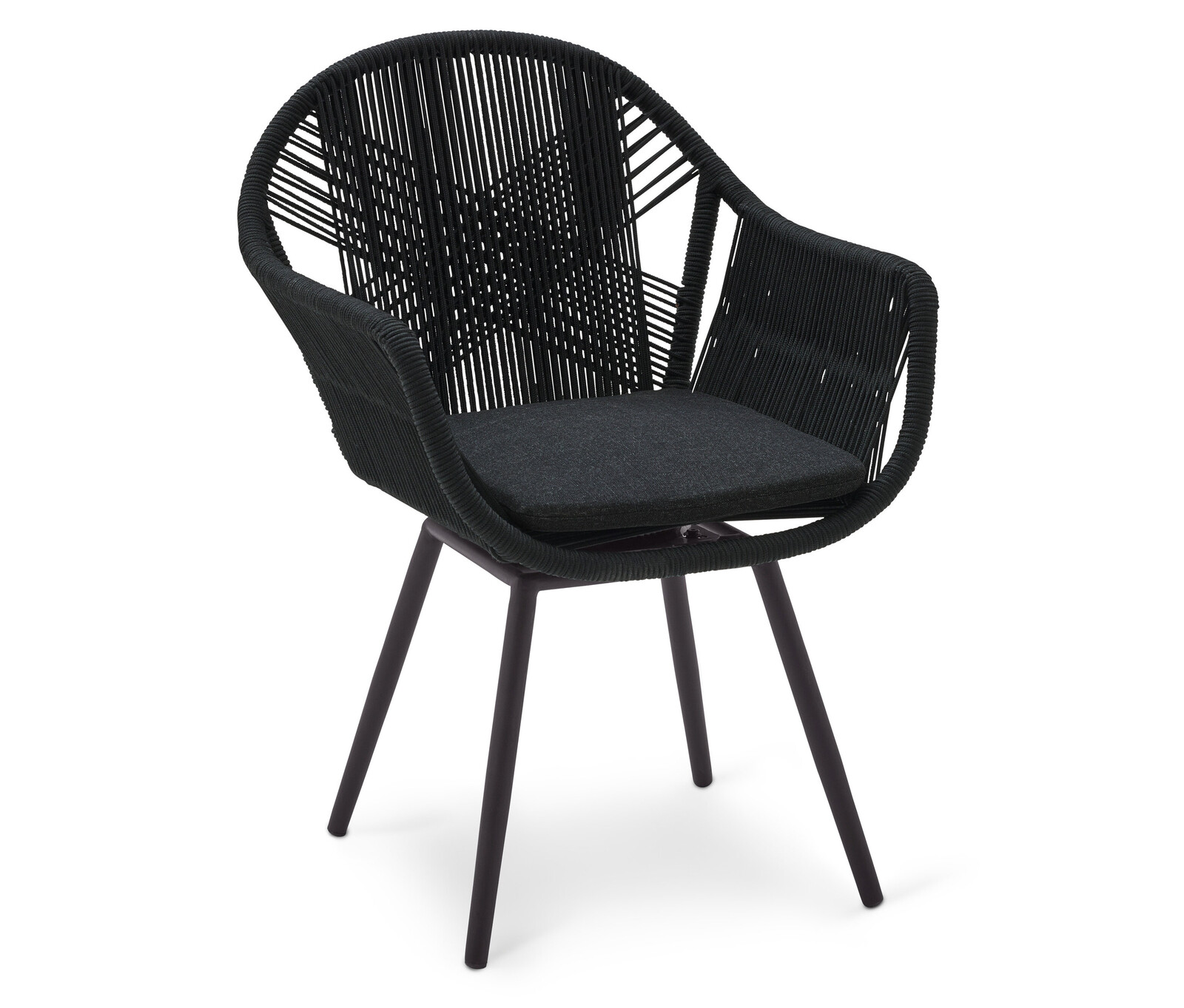 Tchibo - Otočná zahradní židle s textilním křížovým výpletem - barva: černá