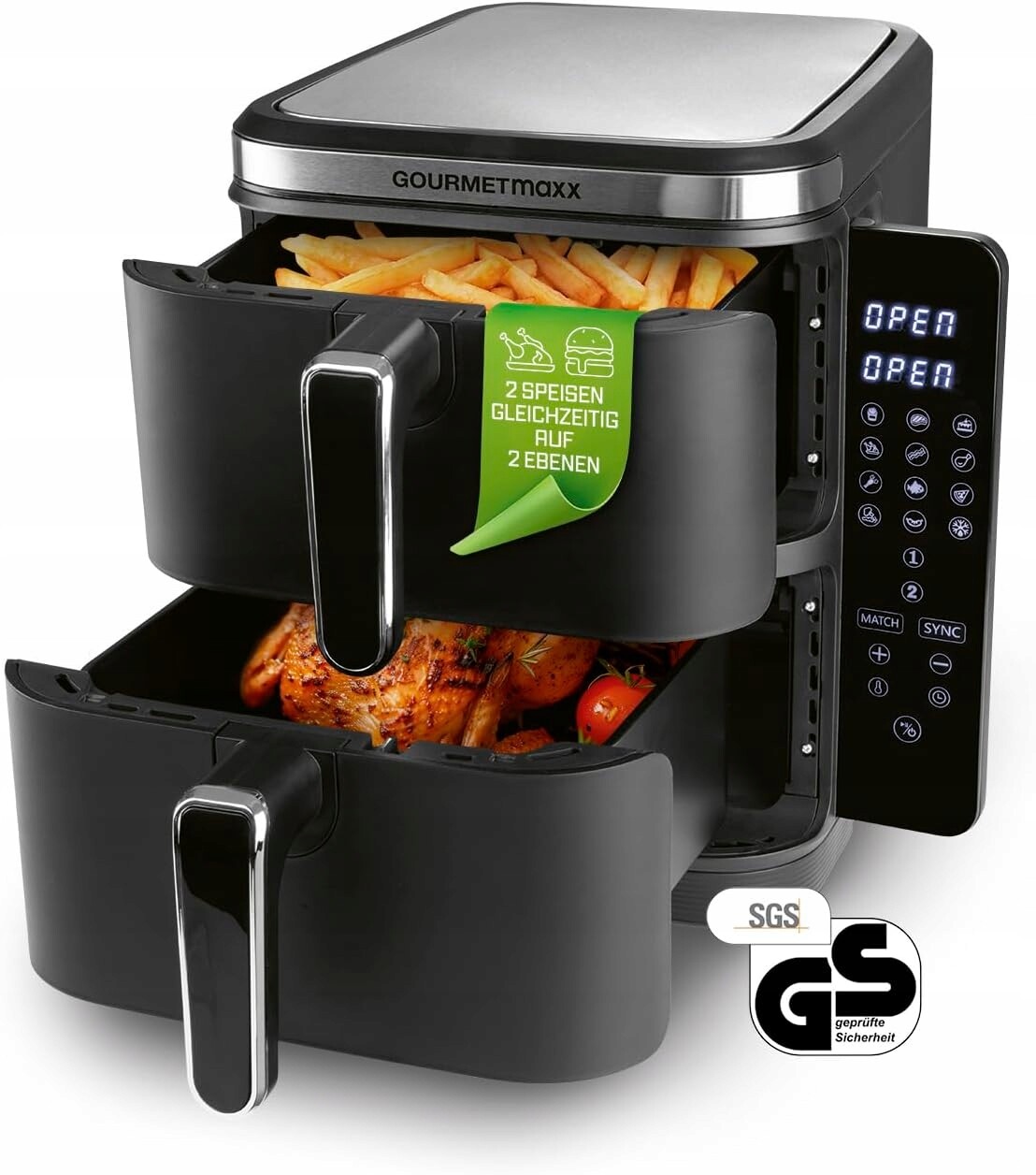 Dvoukomorová beztuková fritéza Gourmetmaxx 2800 W 10 l
