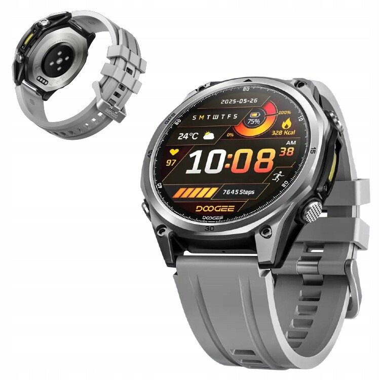 Vodotěsné sportovní Chytré Hodinky Doogee Anywise W1 stříbrné
