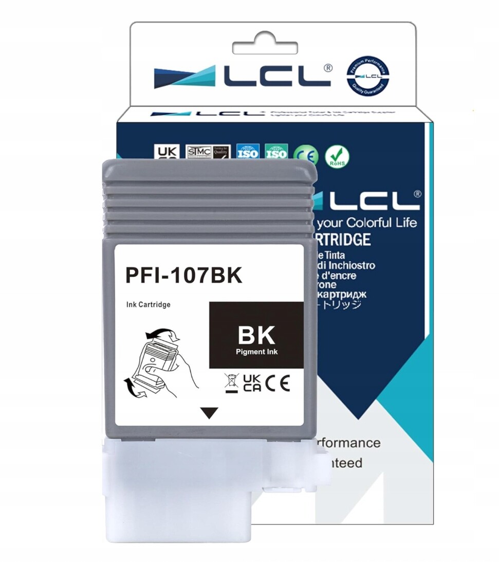 Inkoust LCL pro Canon PFI107 PFI-107 PFI107BK PFI-107BK 6707B001 černý