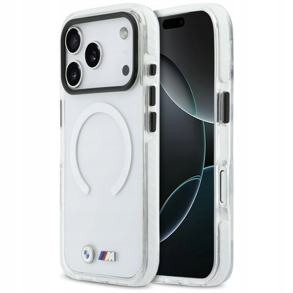 Pouzdro Bmw M IML Shockproof Metal Logos MagSafe pro iPhone 17 Pro – průhledné