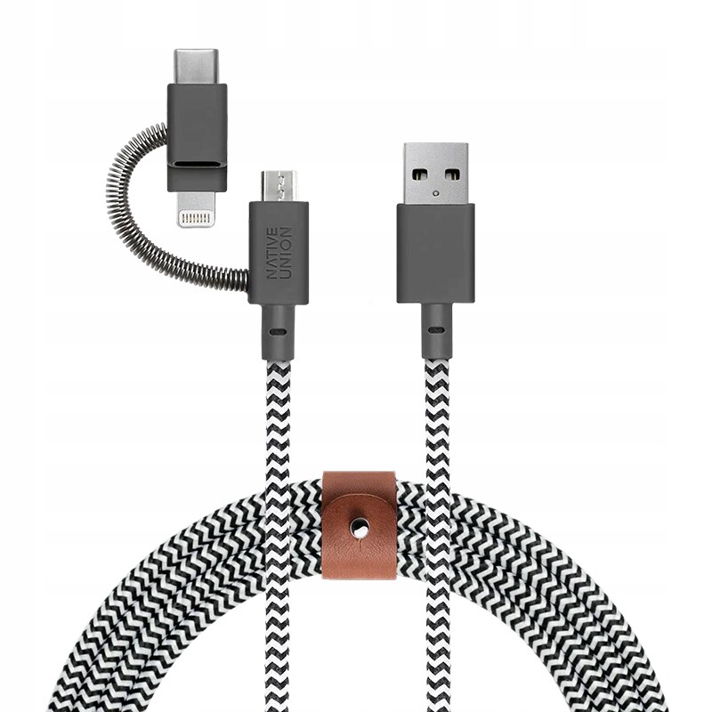 Native Union Belt kabel Usb-a Usb-c Lightning microUSB, 2 m s opletením