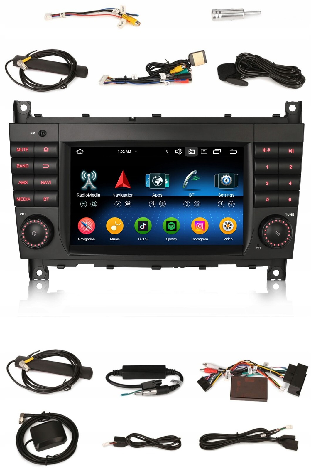 Rádio 2DIN Android Mercedes C 203 Clk W209 G W463 4/64 Gb Dsp Carplay Lte