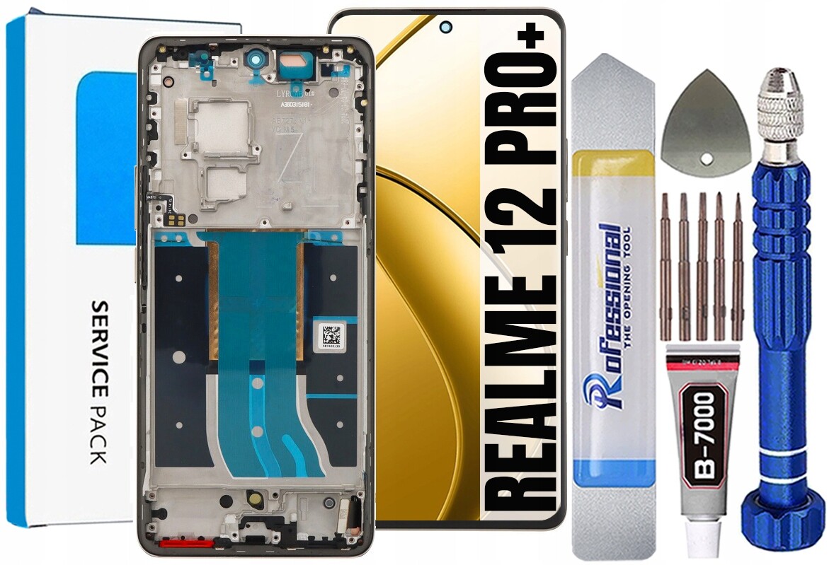 Displej Pro Realme 12 Pro Plus Originál Obrazovka Rámeček Modrý