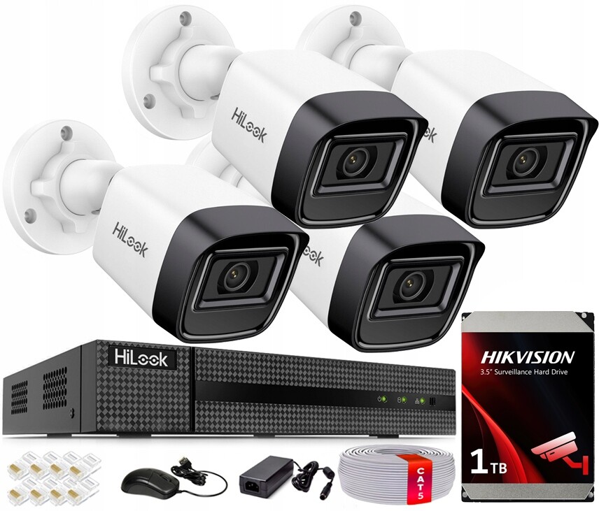Sada Monitorování Ip 4 Kamery 4MPX 2K+ IR20M Hilook Hikvision Poe 1TB Hdd