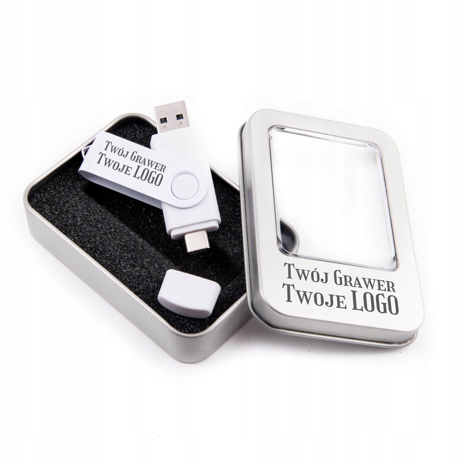 Pendrive 128 Gb 3.0 Usb-c Typ C Černý S Krabičkou Gravírovací Logo Gadget