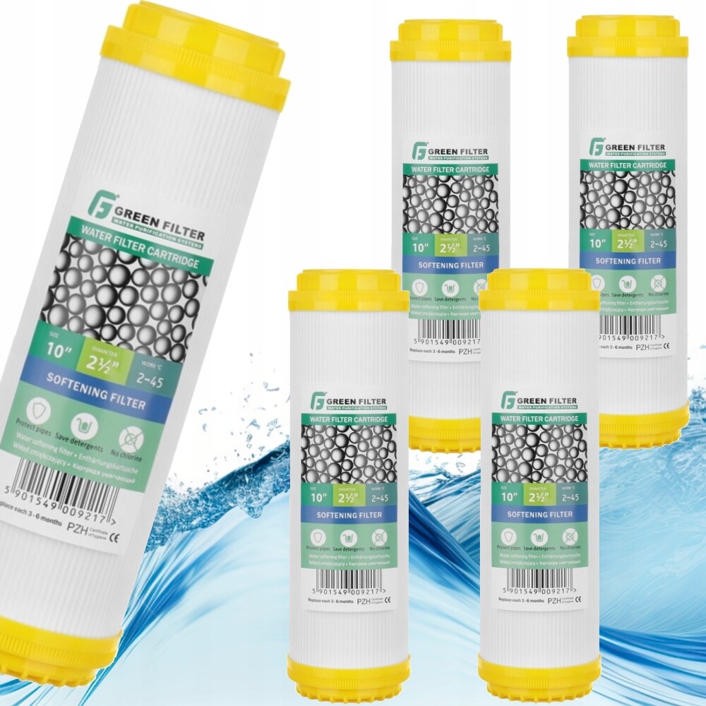 5 x změkčovací filtr na vodu, filtrační vložka 10'' Green Filter