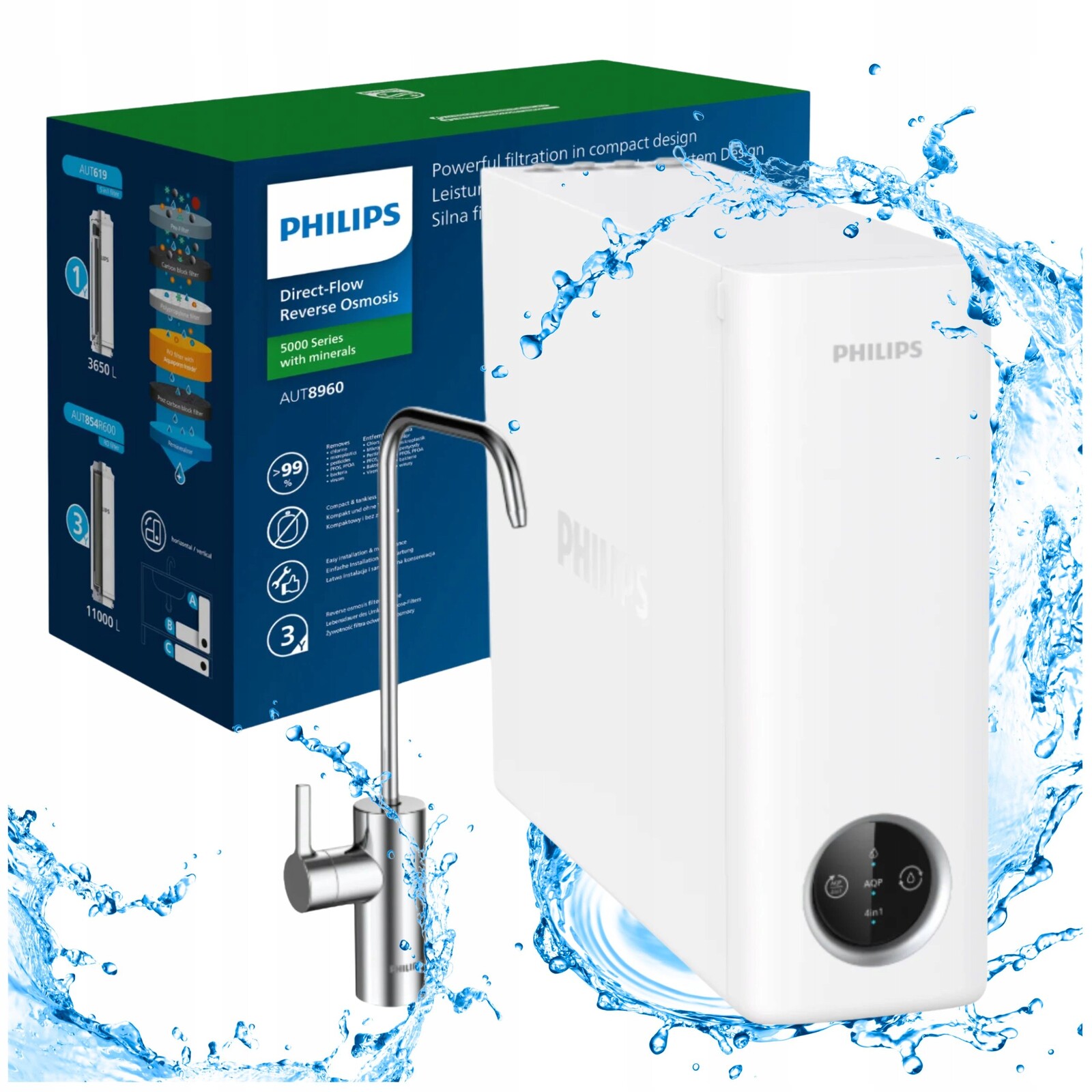 Philips AUT8960/10 Čistička vody Reverzní osmóza kuchyně Beznádržová