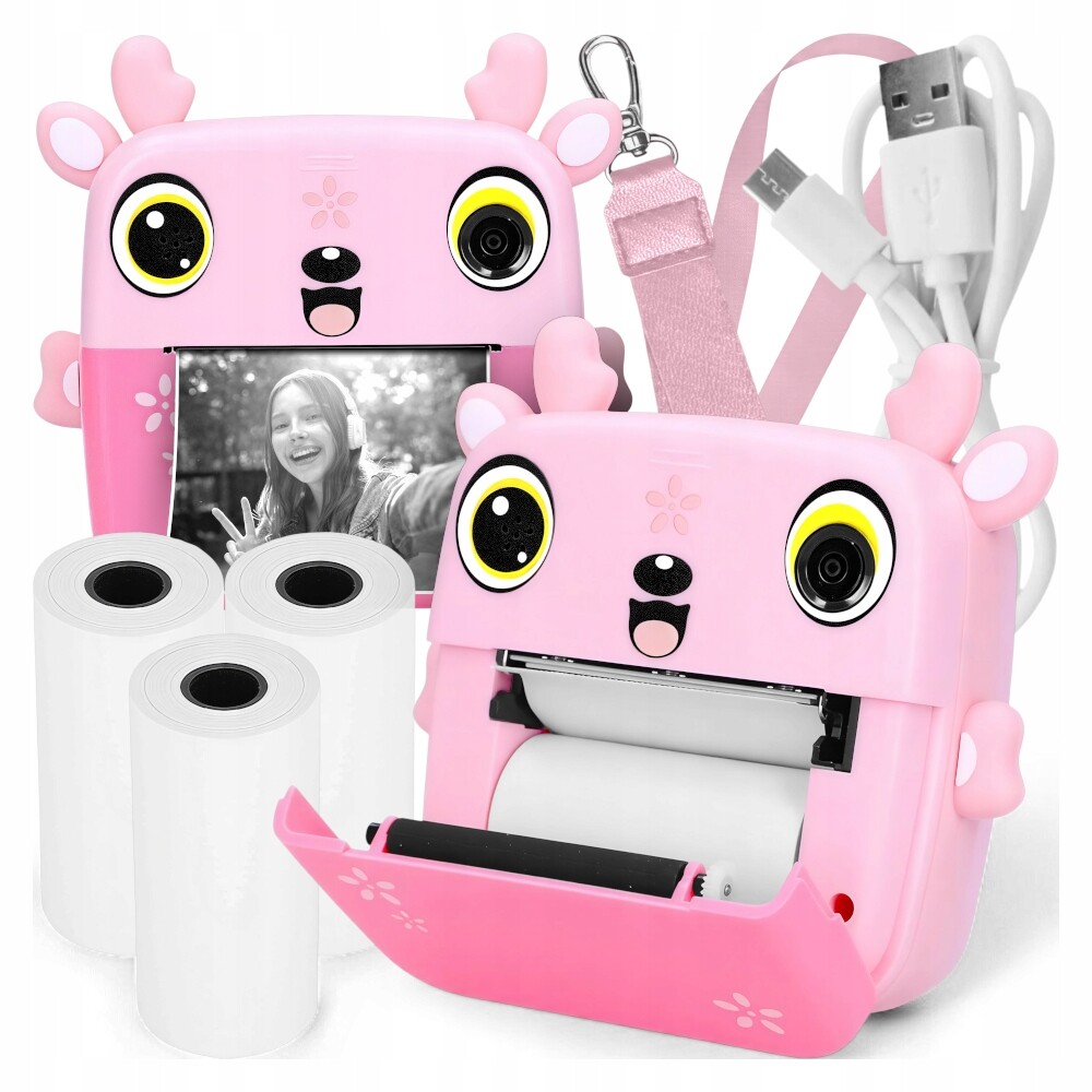 Tiskárna 3.0 Pro Růžový Jelen Mini Fotoaparát Termální Tiskárna 3 Role Bonus