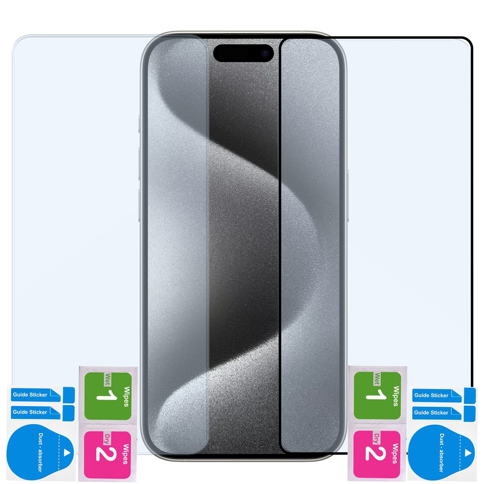 2x Sklo Rychlé tvrzené ochranné 2,5D a 9D na displej pro iPhone 15 Pro