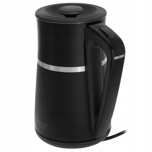 Elektrická varná konvice 1,7 l z nerezové oceli s dvojitou stěnou Ad 1355 černá