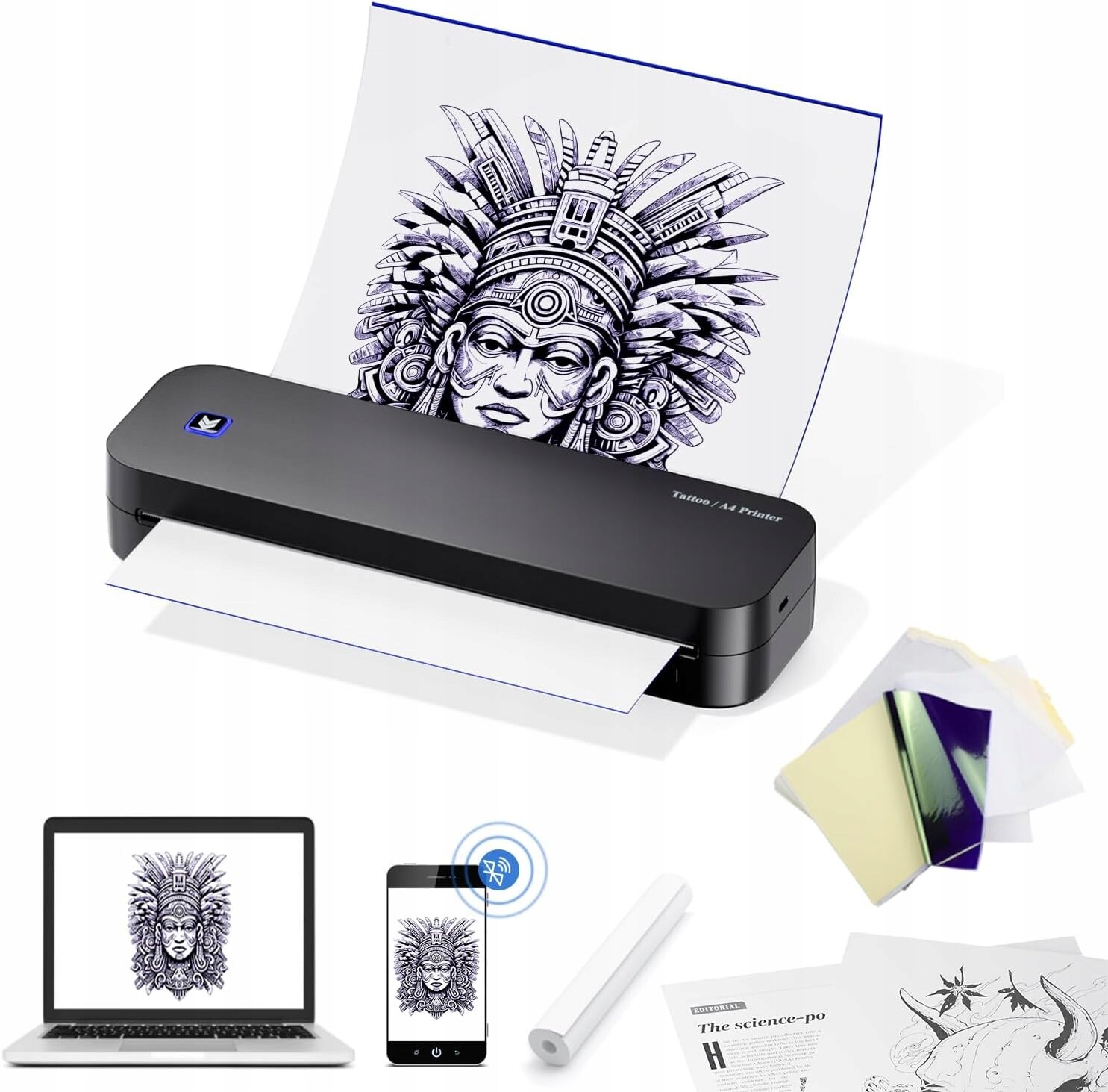 Biomaser Tiskárna na tetování Bluetooth, 20 listů formátu A4