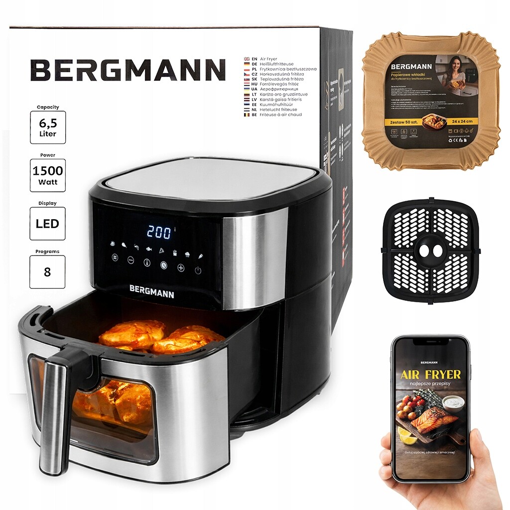 Fritéza bez tuku Bergmann Air Fryer 6,5L 1500W 8 Programů