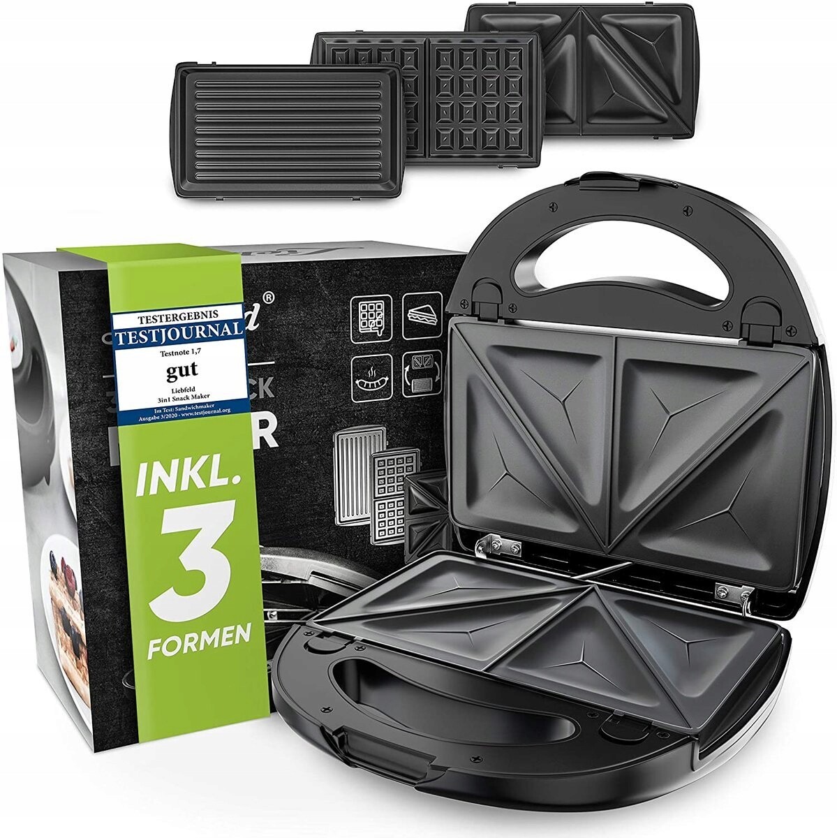 Sendvičovač Liebfeld 3v1 Snack Maker černý 750 W