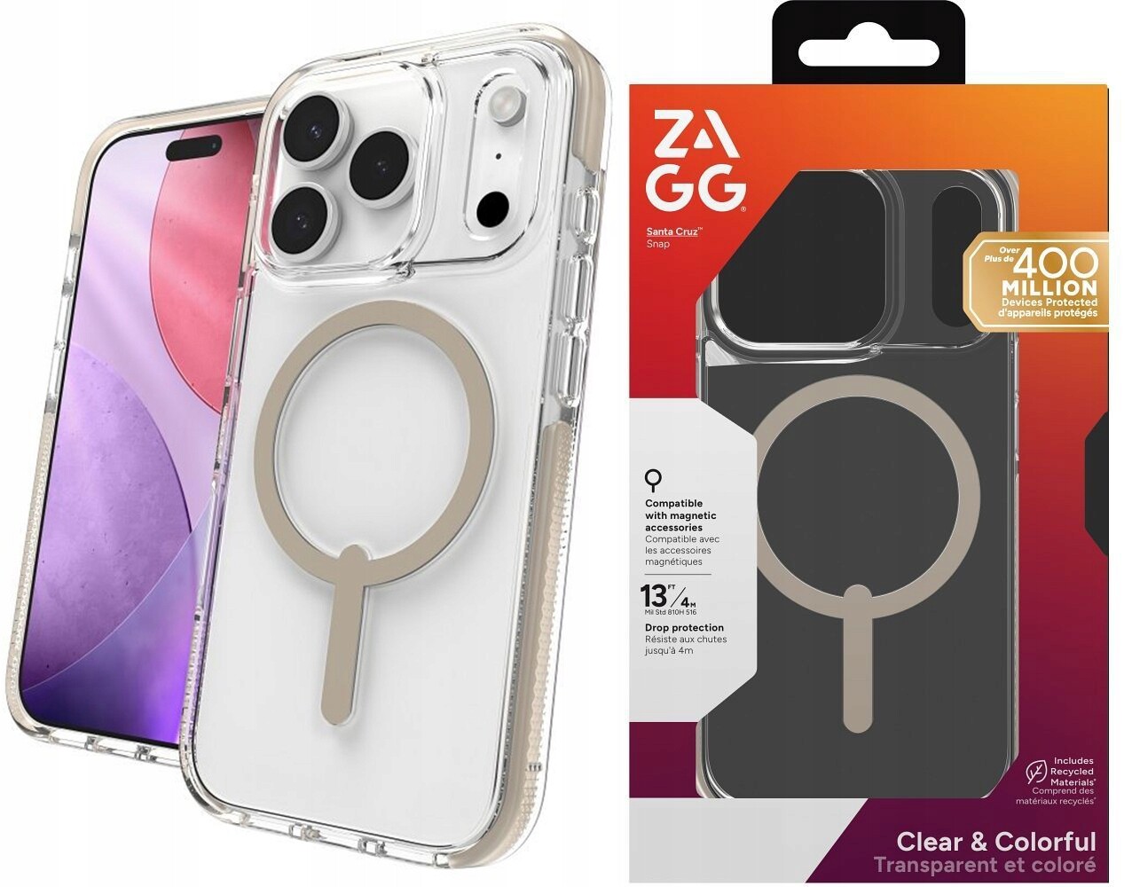 Zagg Santa Cruz MagSafe pouzdro Clear case kryt obal pro iPhone 17 Pro