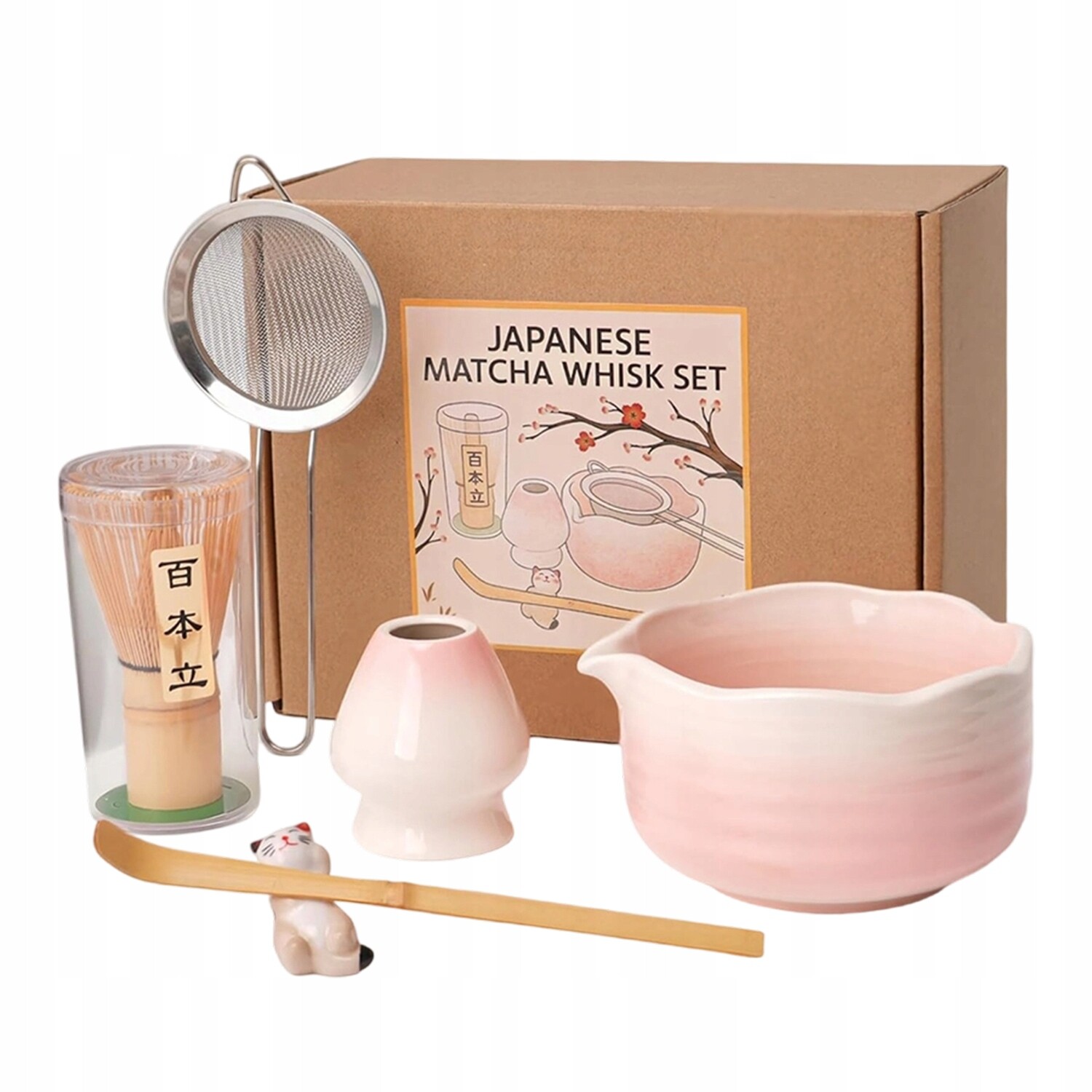 Sada Na Matchu Růžová S Metličkou A Keramickým Sítkem