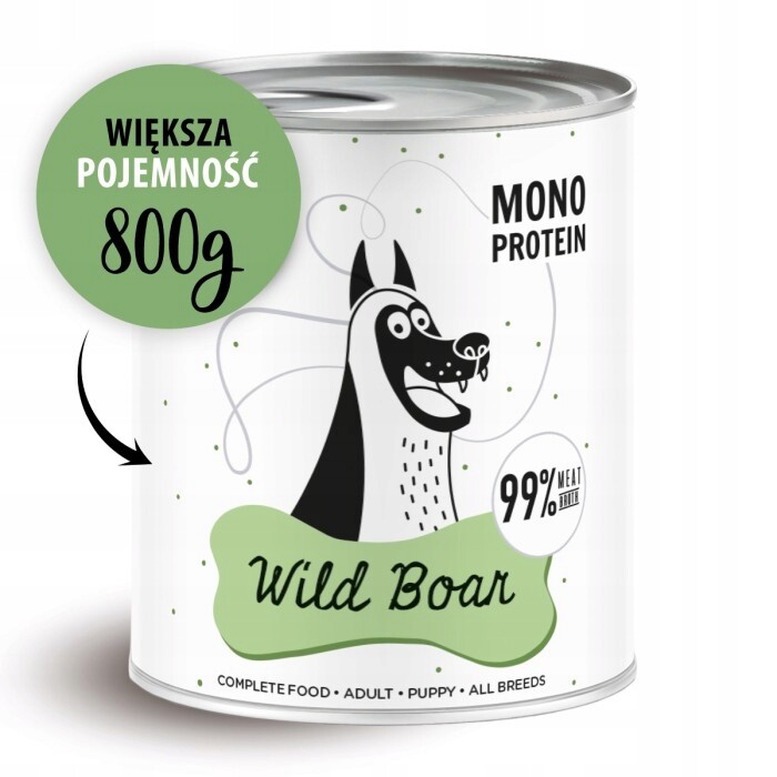 Mokré krmivo pro psy Paka Zwierzaka Pepe Wild Boar 99% zvěřina 6x800g
