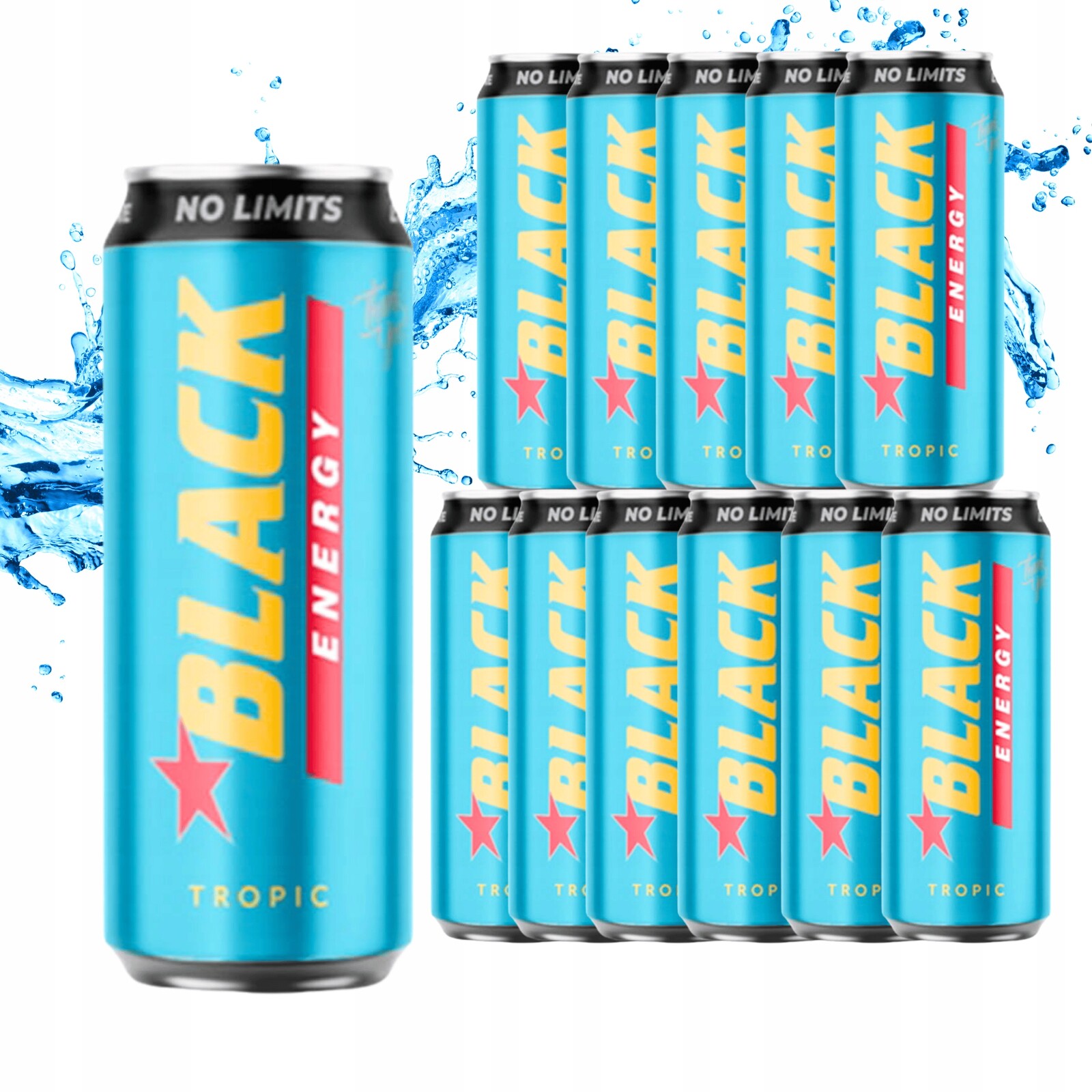 Black Energy Tropical Fruits energetický nápoj bez kofeinu 12 x 500 ml