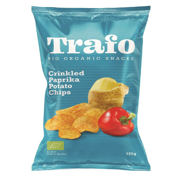 4x Bramborové Chipsy Vroubkované Paprikové Bio 125 g Trafo