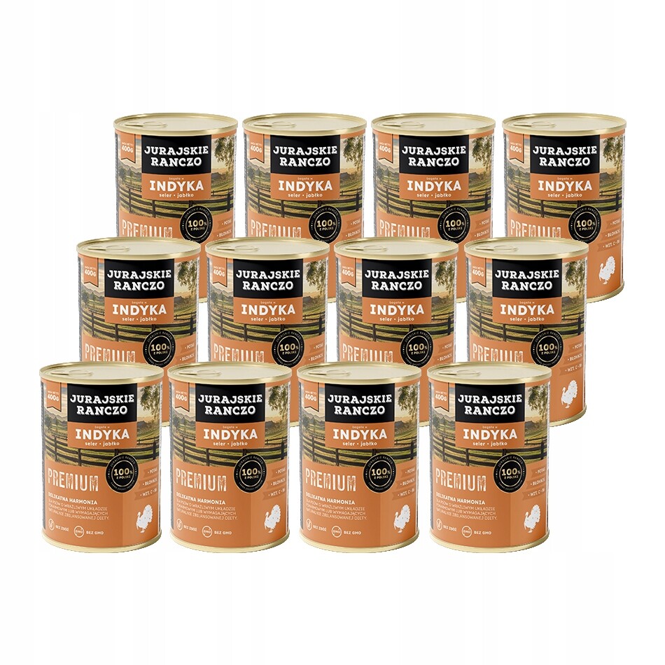 Vlhké krmivo pro psy Jurské Rančo Premium krůta celer jablko konzerva 400 g