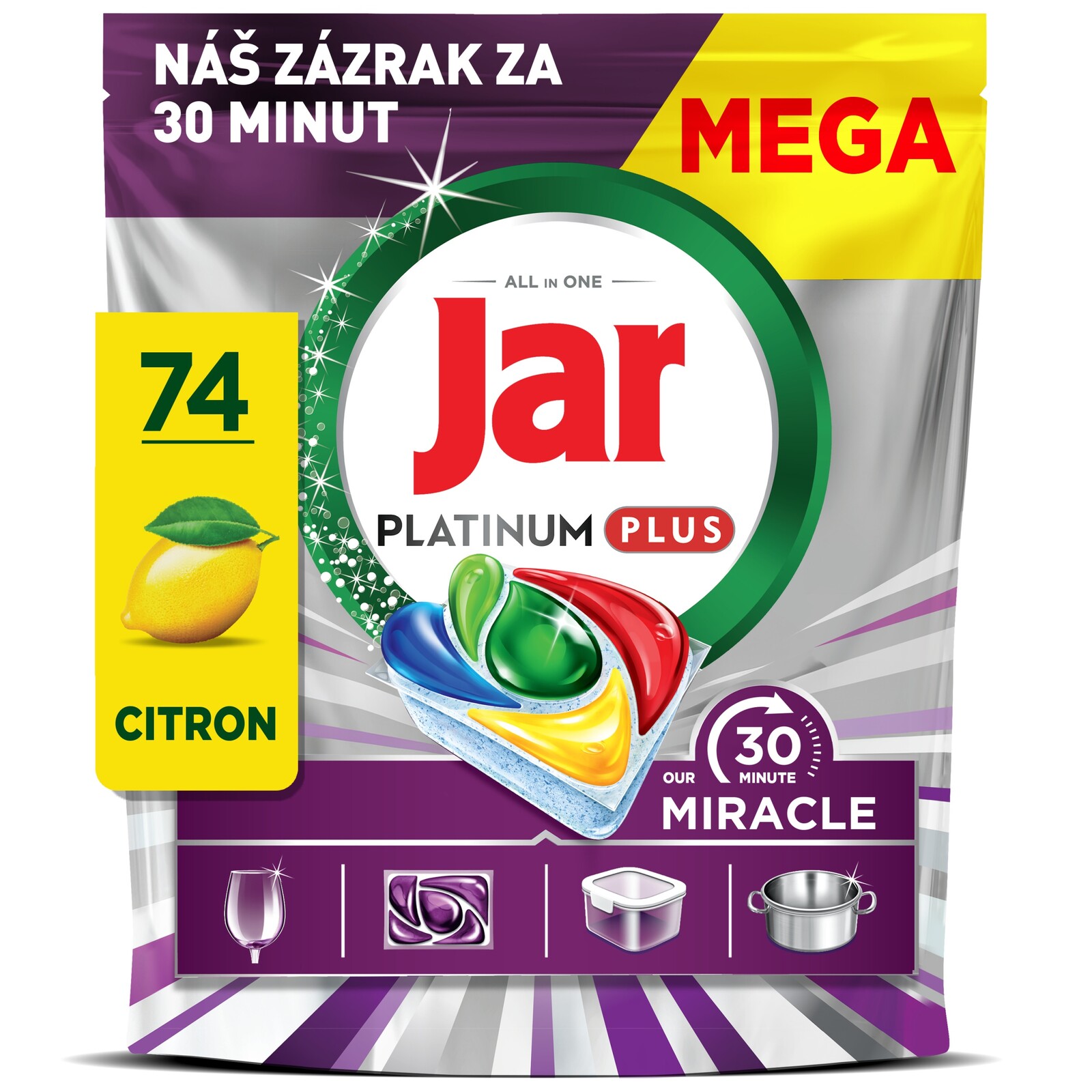 Jar Platinum Plus 30 Minute Miracle tablety do myčky 74 ks