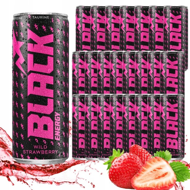 Black Wild Strawberry energetický nápoj plechovka s kaucí 24x250 ml