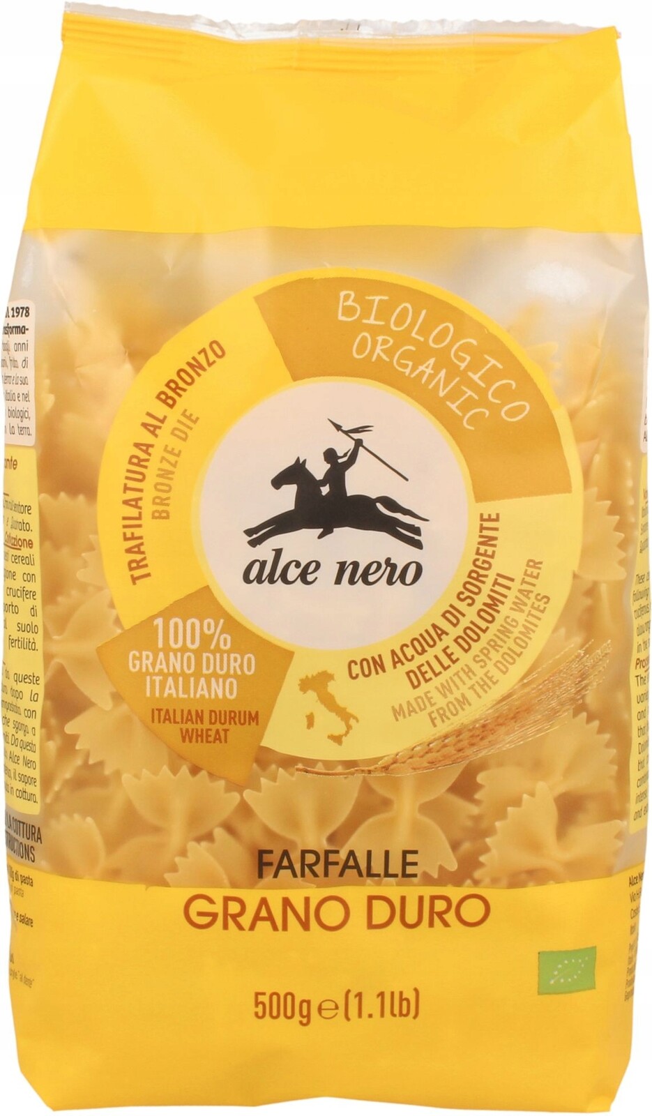 5X Alce Nero Těstoviny (semolinové) farfalle Bio 500 g