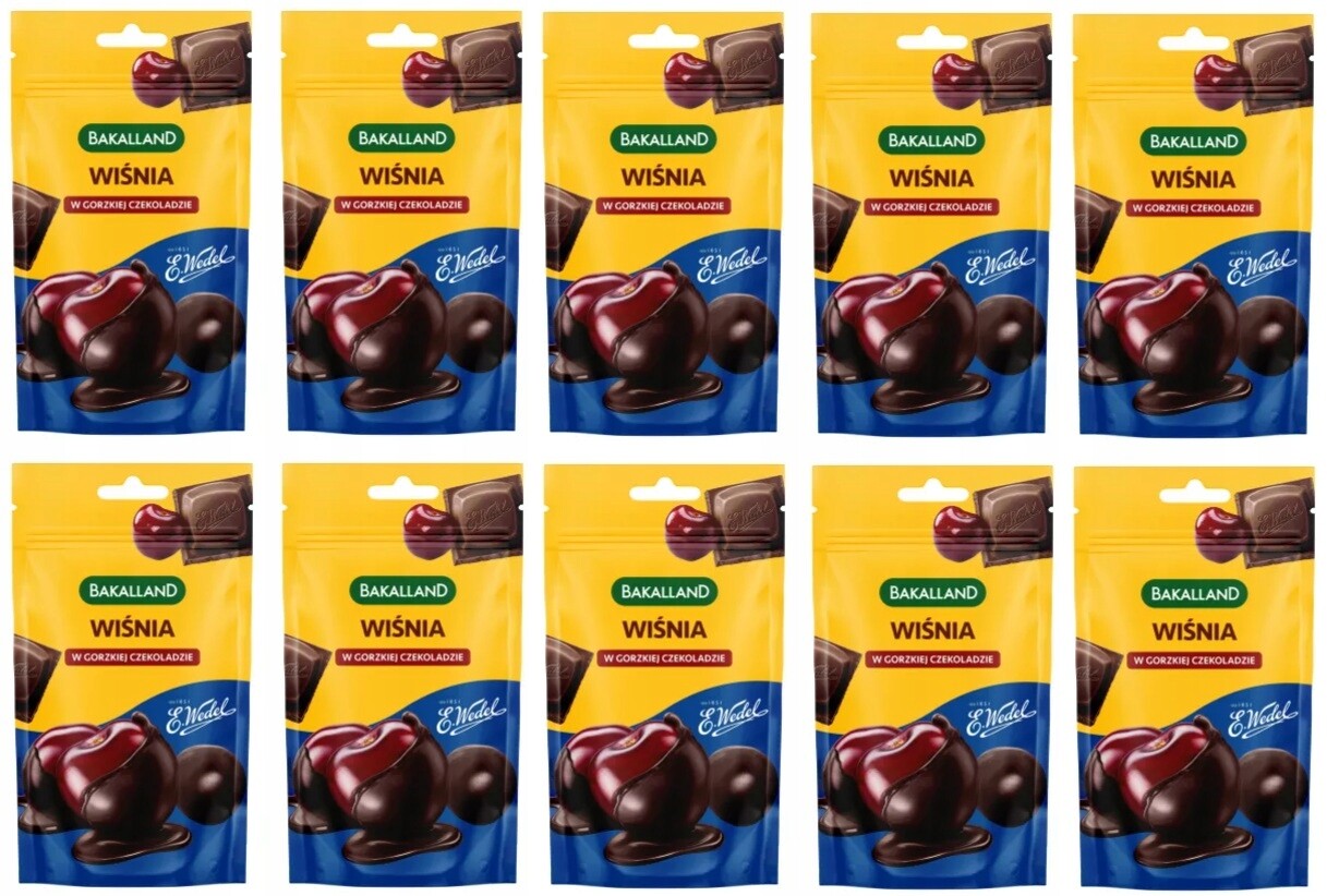 10 x 74 g Bakalland Višeň v hořké čokoládě Wedel Karton