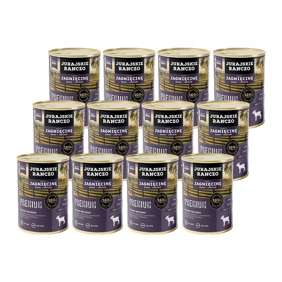 Vlhké krmivo pro psy Jurské Rančo Premium jehněčí batát rakytník 400 g