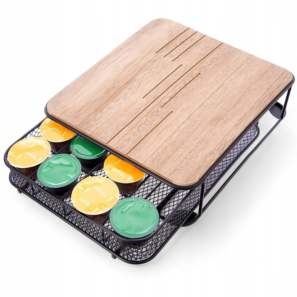 Organizér Na Kávové Kapsle Kovový Černý Držák Kuchyňský Stojan