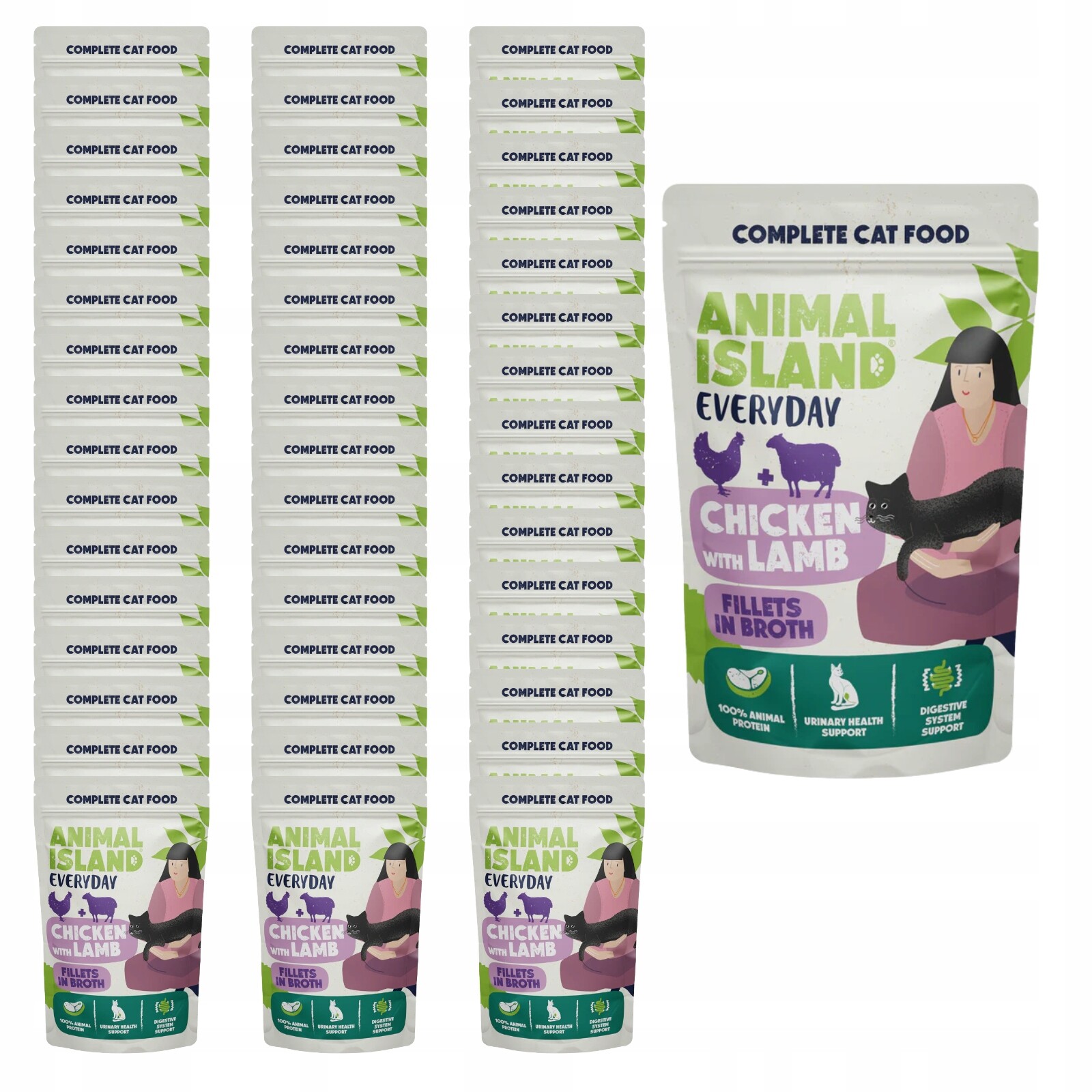 Animal Island Everyday Vlhké krmivo pro kočky Kuřecí jehněčí 48x85g Set